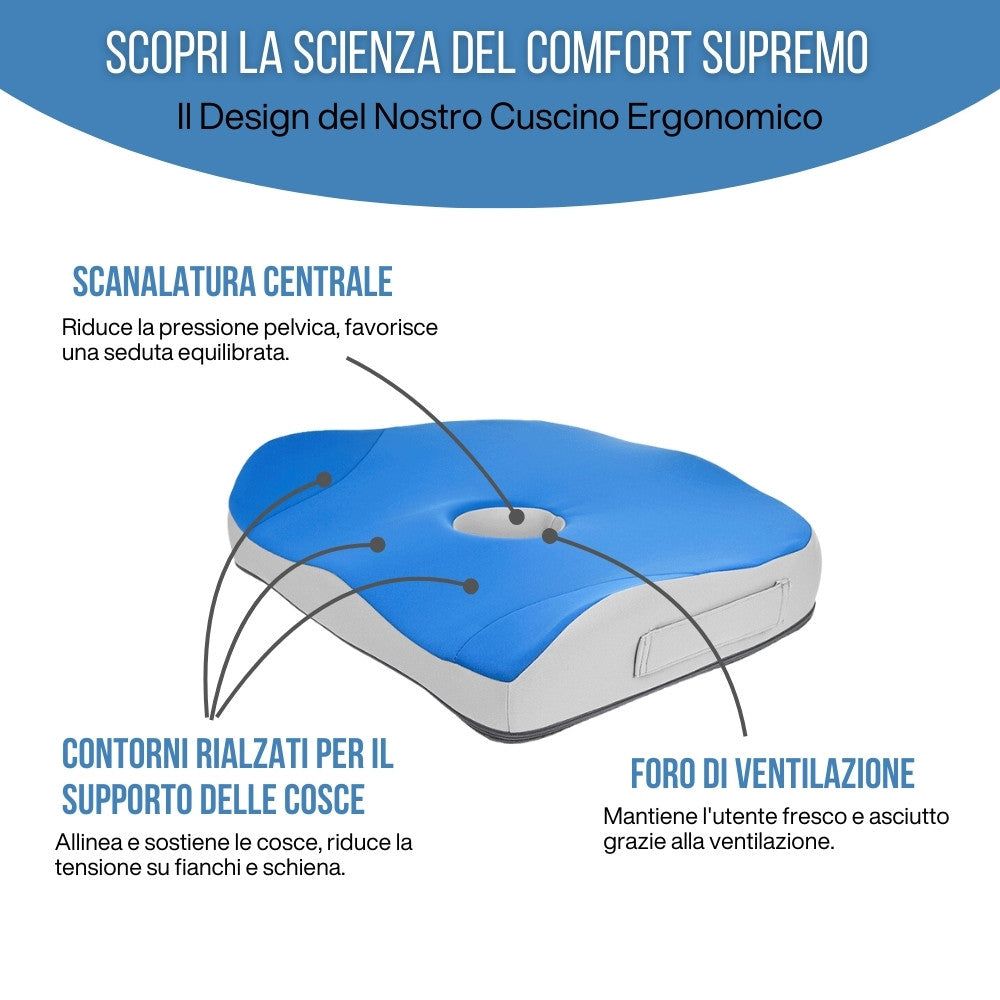 INPHYSIO Cuscino da Seduta Ergonomico, Memory Foam