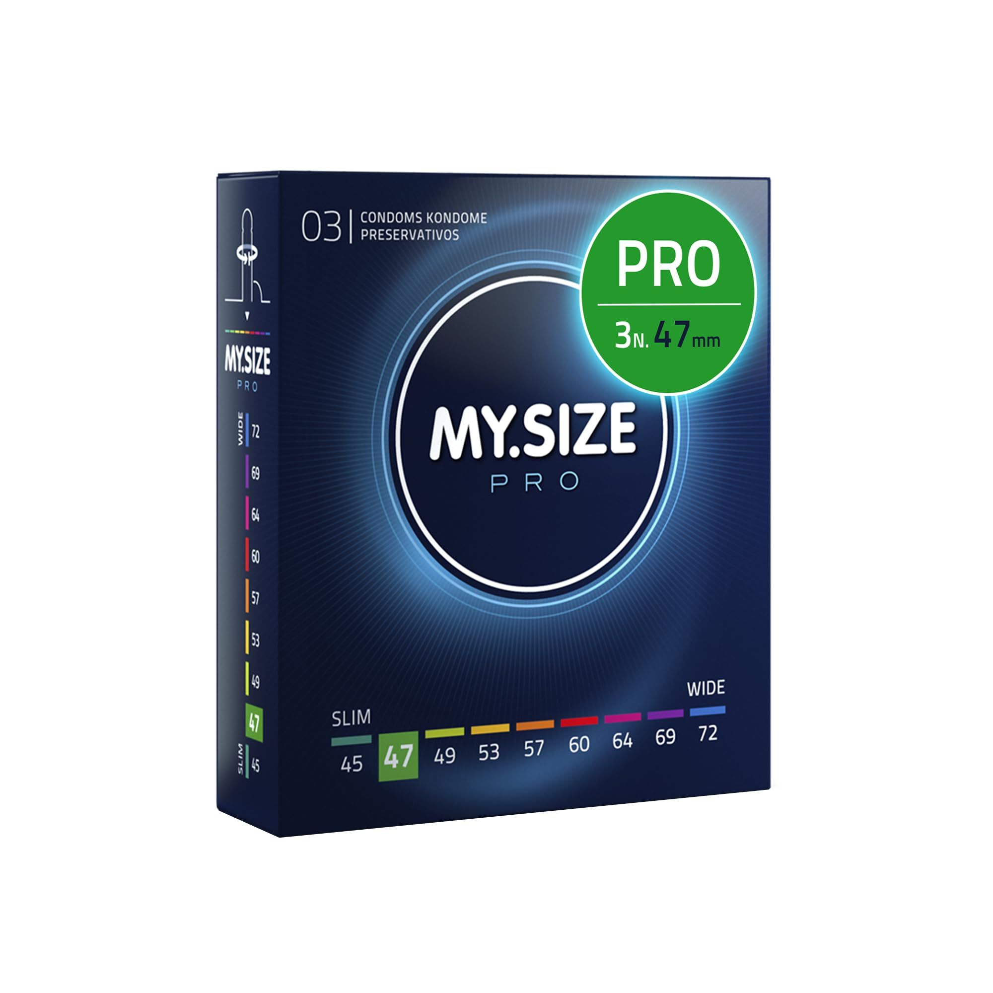 MY.SIZE PRO ELITE Preservativo Taglia 47mm, confezioni da 3 e 10.
