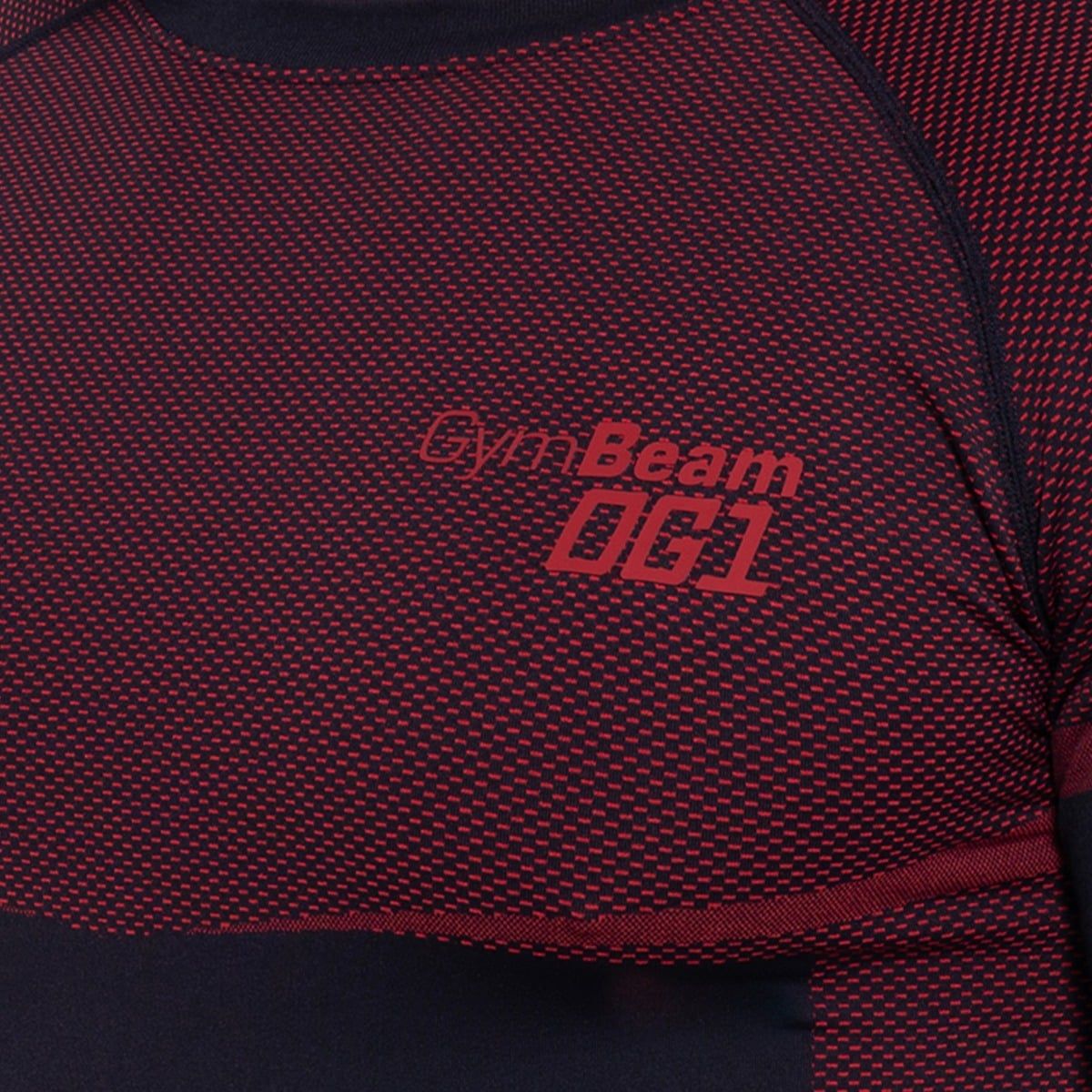 GymBeam Maglia uomo a maniche lunghe senza cuciture nera e rossa