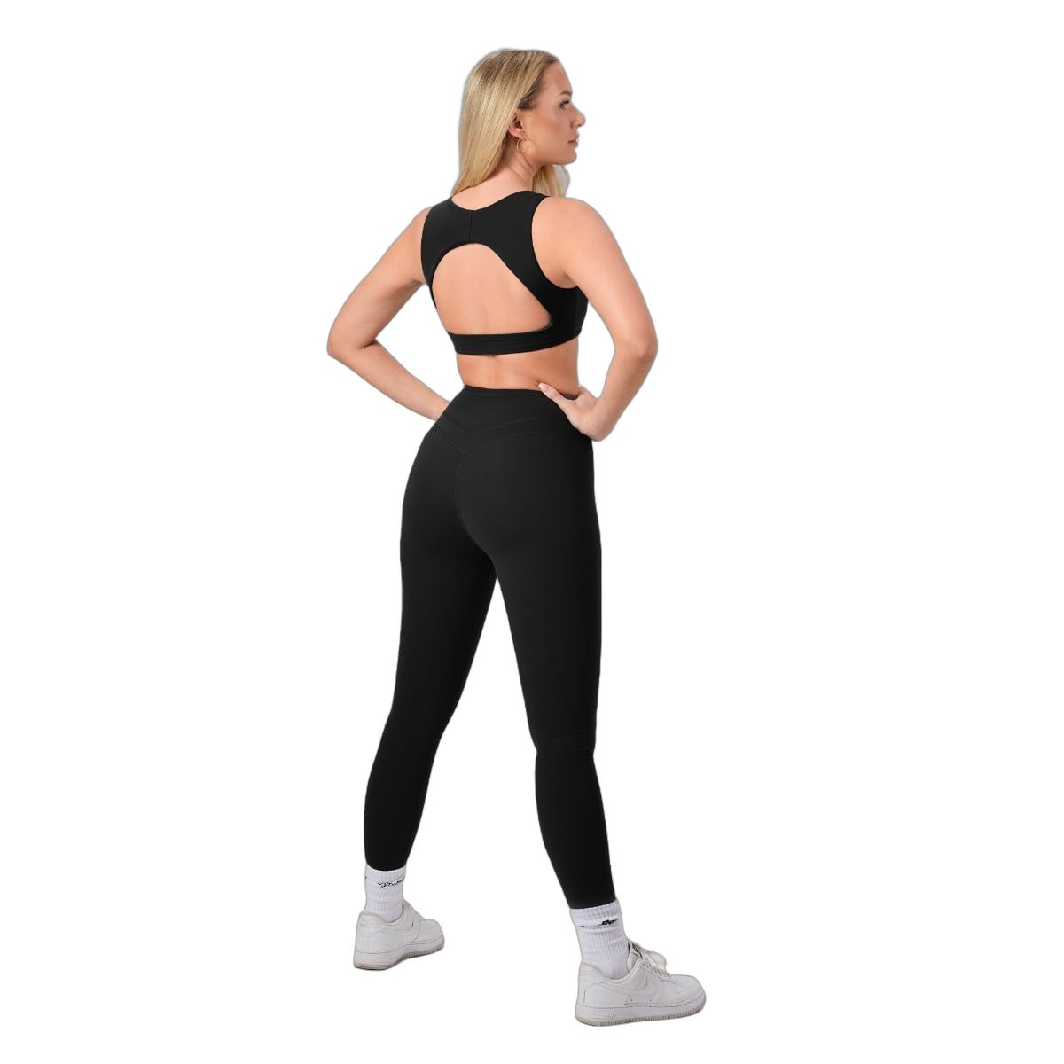 GymBeam Reggiseno sportivo donna NEO Black con spalline larghe