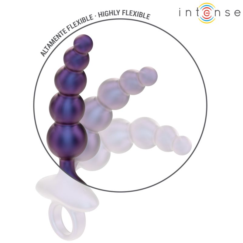 Plug anale viola, flessibile. Marchio Intense.