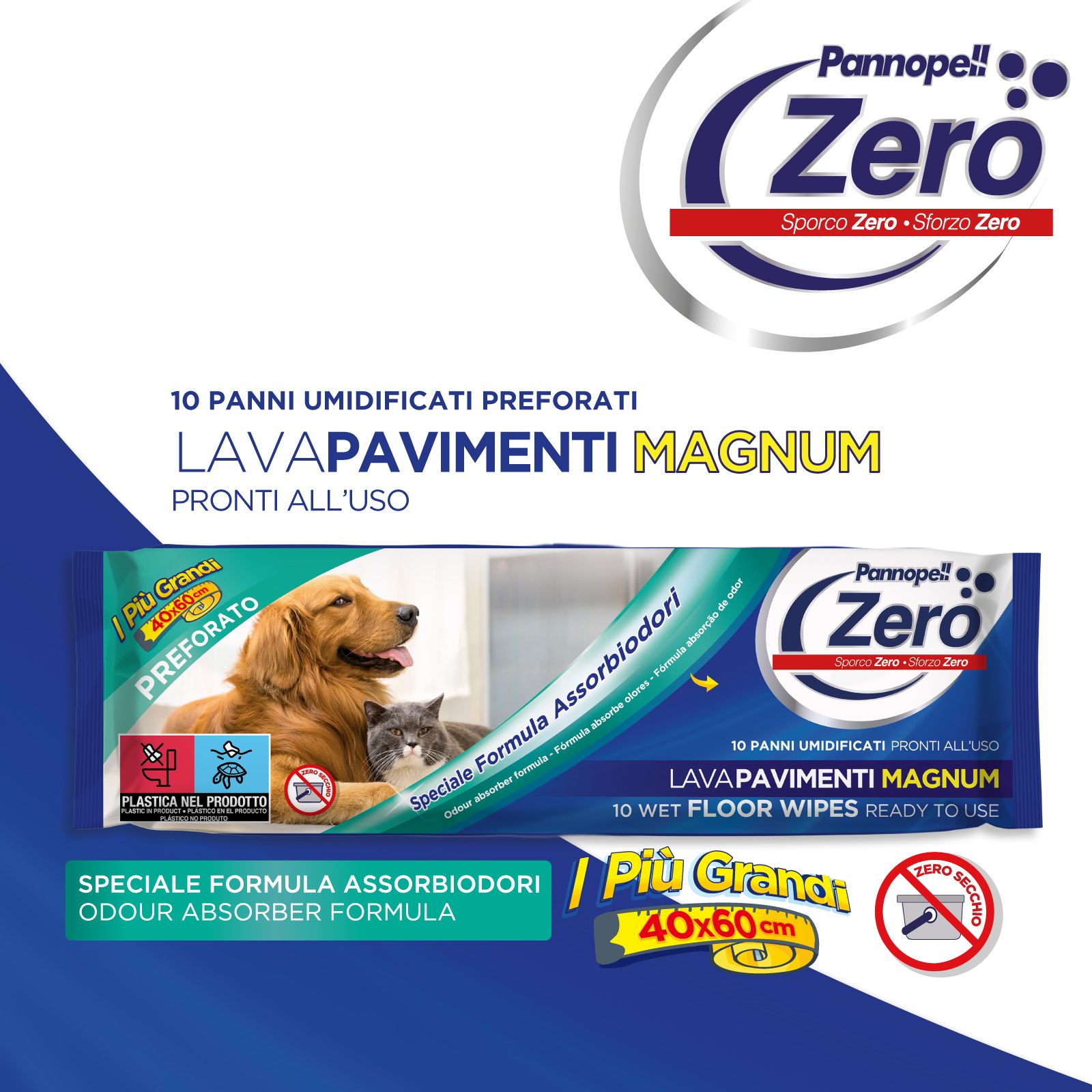 ZERO Pavimenti Magnum Salviette Pavimenti 40x60 cm, 10x10.