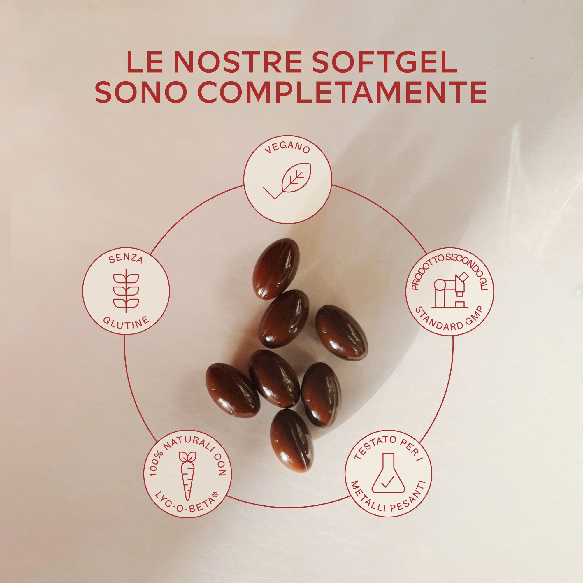 Flacone Aavalabs Beta Carotene con olio d'oliva. 15 mg, 25.000 UI, 6 mesi.