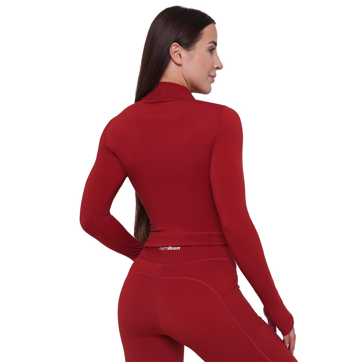 GymBeam Top donna Ignite cropped slim rosso scuro