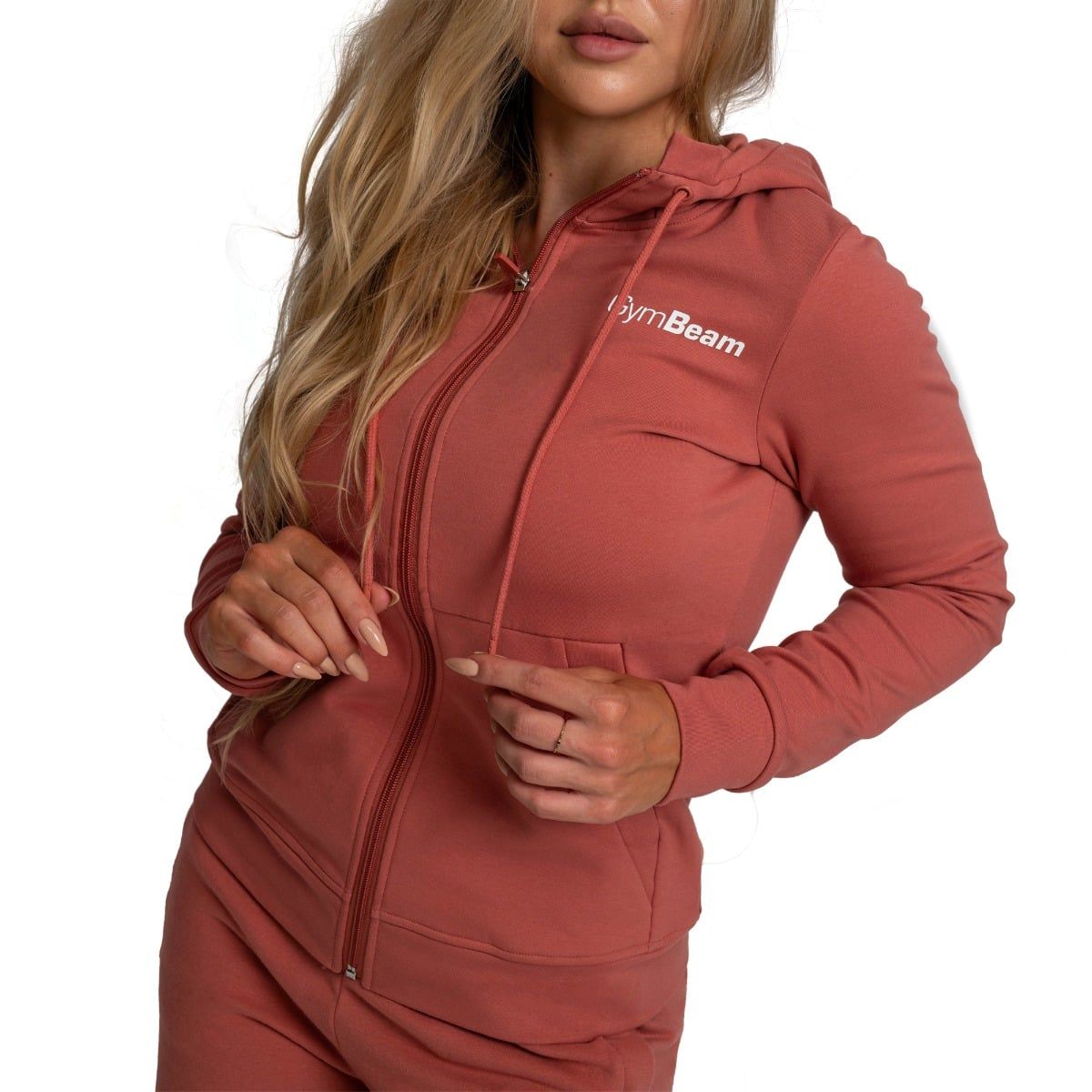 GymBeam Felpa donna Limitless Cinnamon con cappuccio e zip regular