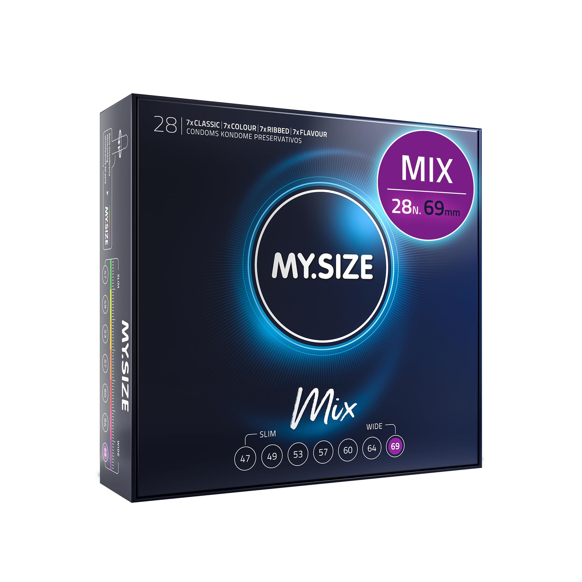 My.Size 69mm MIX: 7 taglie, 4 varianti. Misura la tua taglia per una vestibilità perfetta.