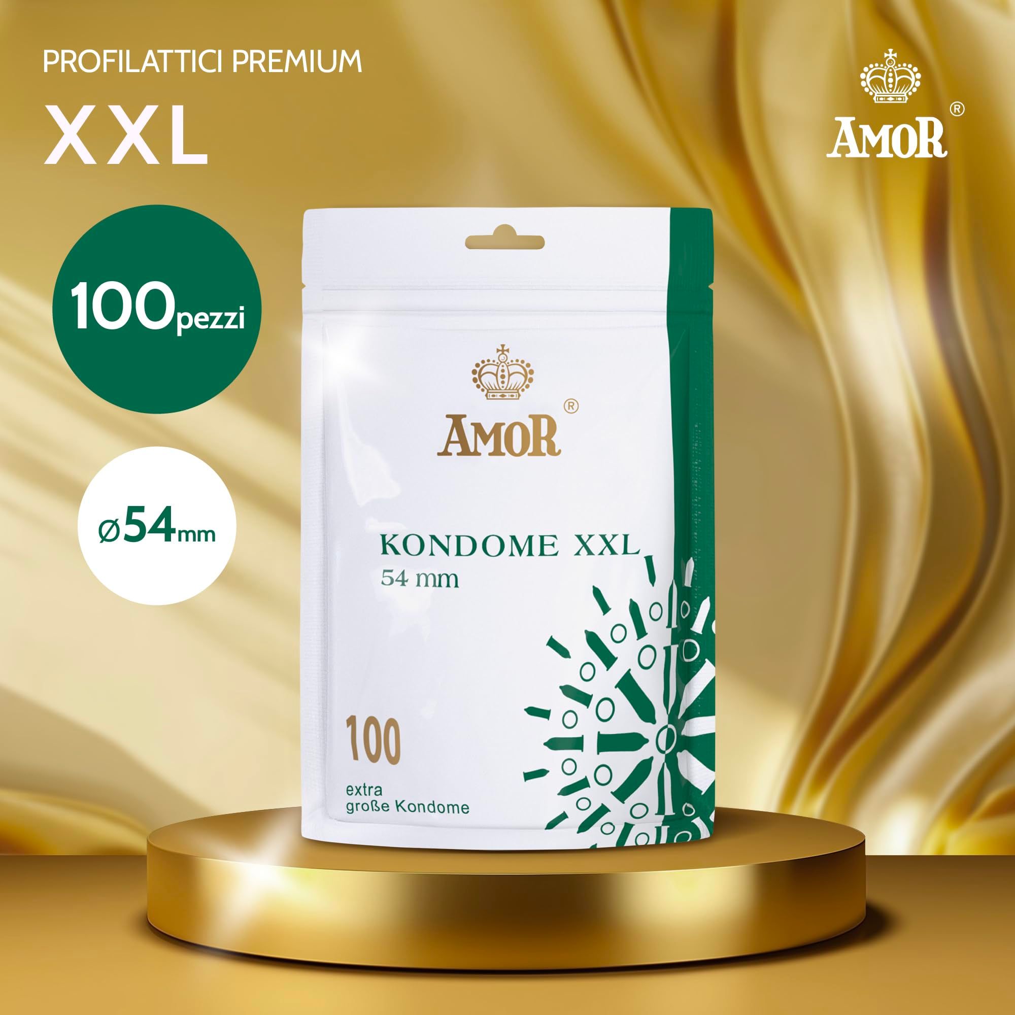 Preservativi Amor XXL, 100 pezzi, diametro 54 mm. Preservativi premium.