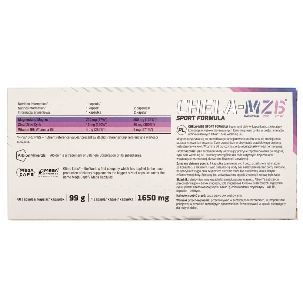 Confezione di capsule Olimp Chela-MZB Sport Formula, 60 capsule.