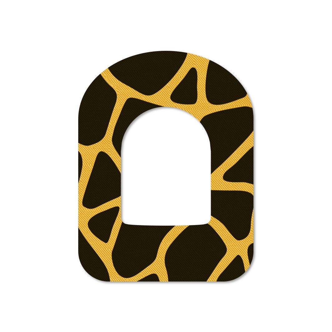 Cerotto adesivo con motivo giallo-marrone. Forma ovale con intaglio. Su sfondo bianco.