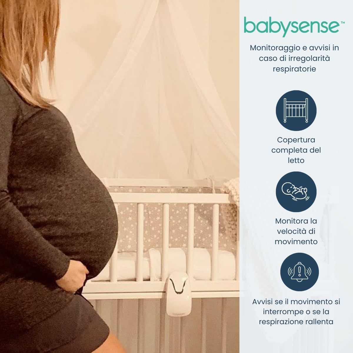Monitor per il movimento respiratorio del bambino e baby monitor Babysense