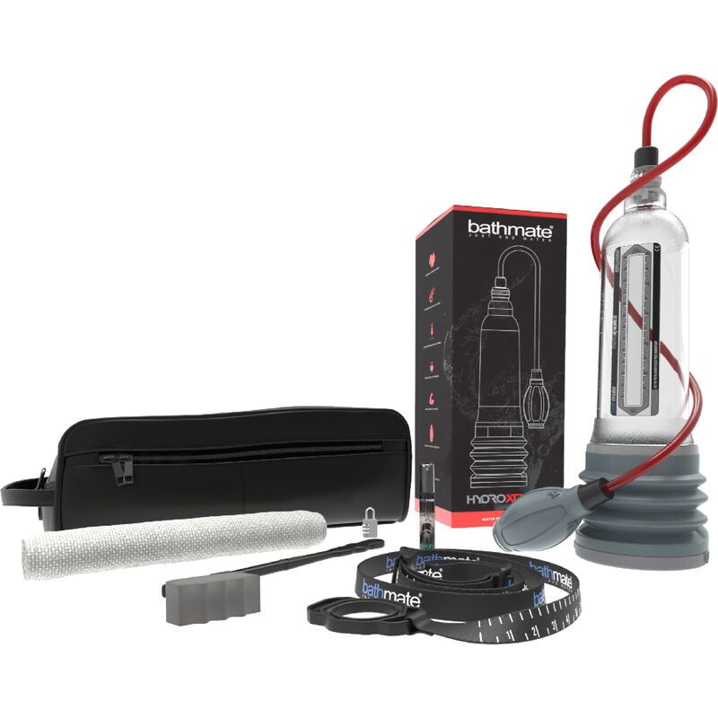 Set Bathmate HydroXtreme11 Clear. Include cilindro, custodia, spazzola, metro e accessori.