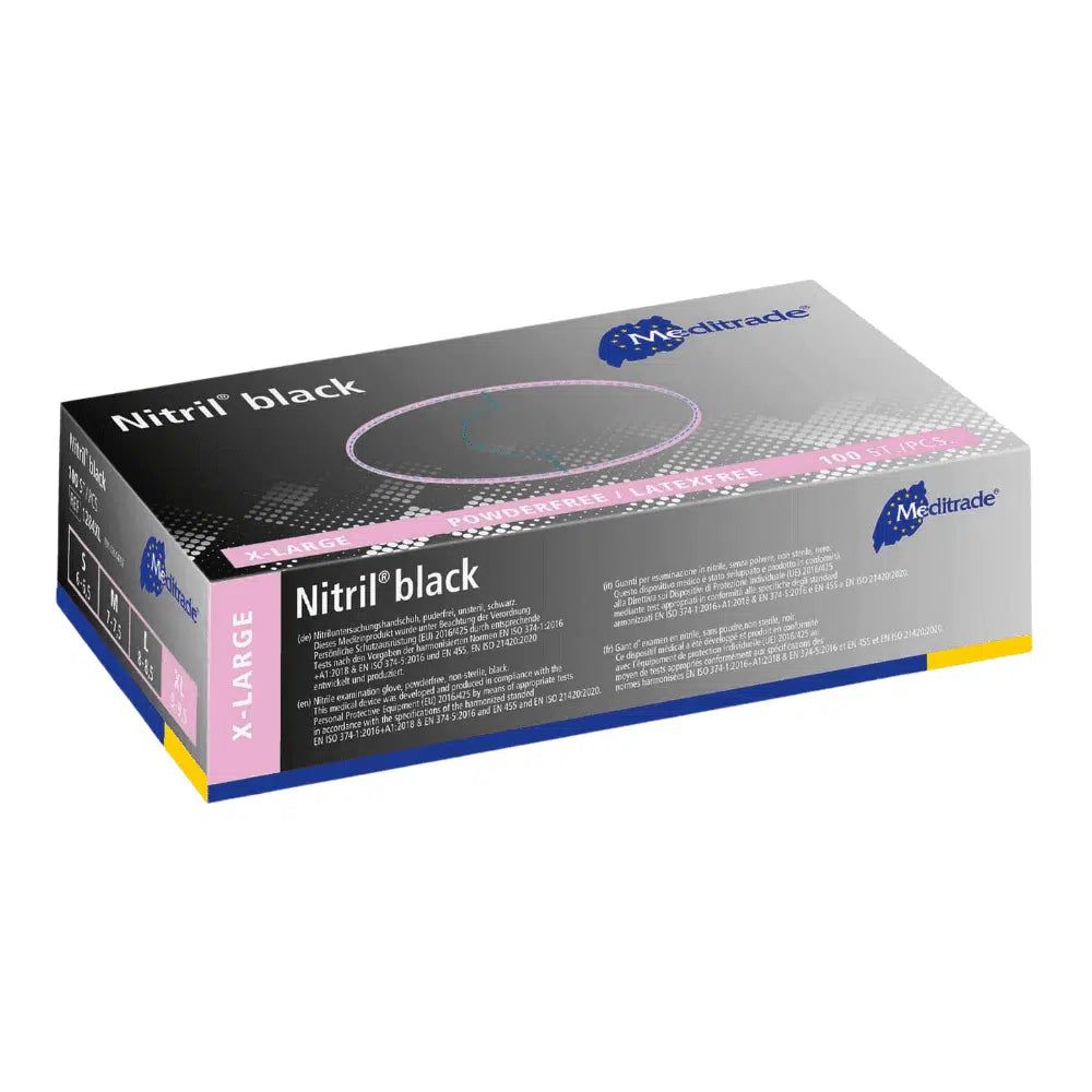 Meditrade Nitril® Black Nitrile Gloves in Black
