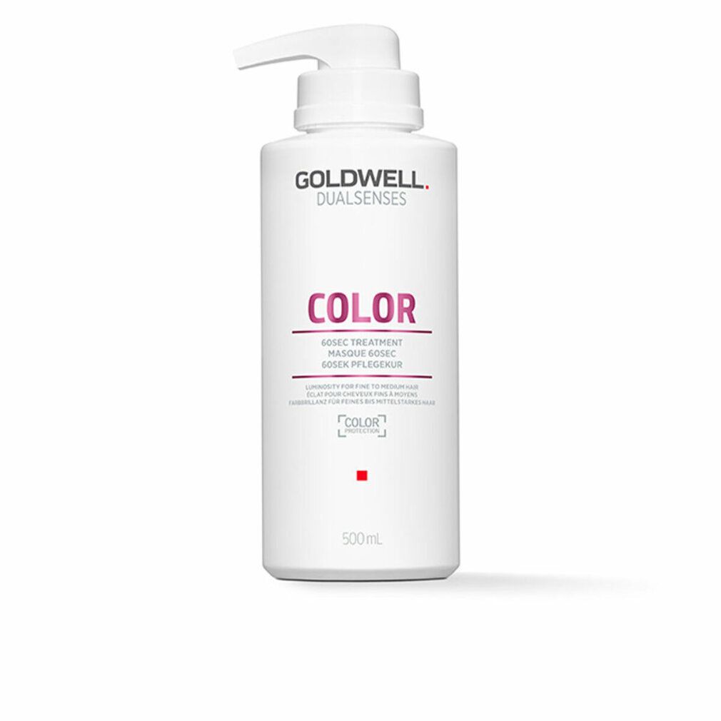 Flacone bianco con dosatore. Scritta: GOLDWELL DUALSENSES COLOR. Testo e quadrato rosso. 500ml.