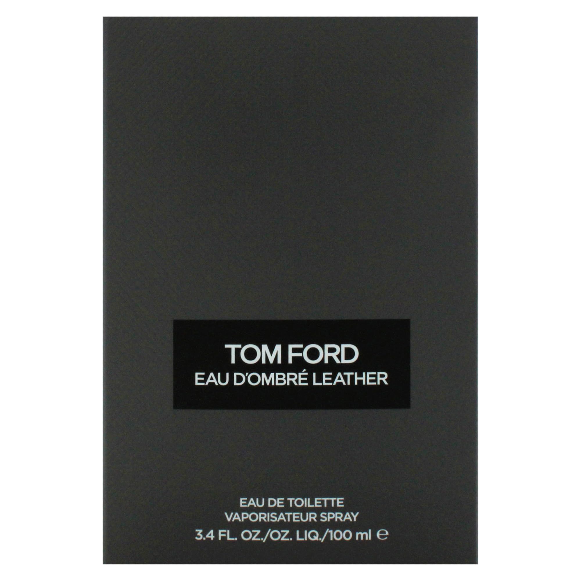 Confezione nera con scritta: TOM FORD EAU D'OMBRÉ LEATHER.