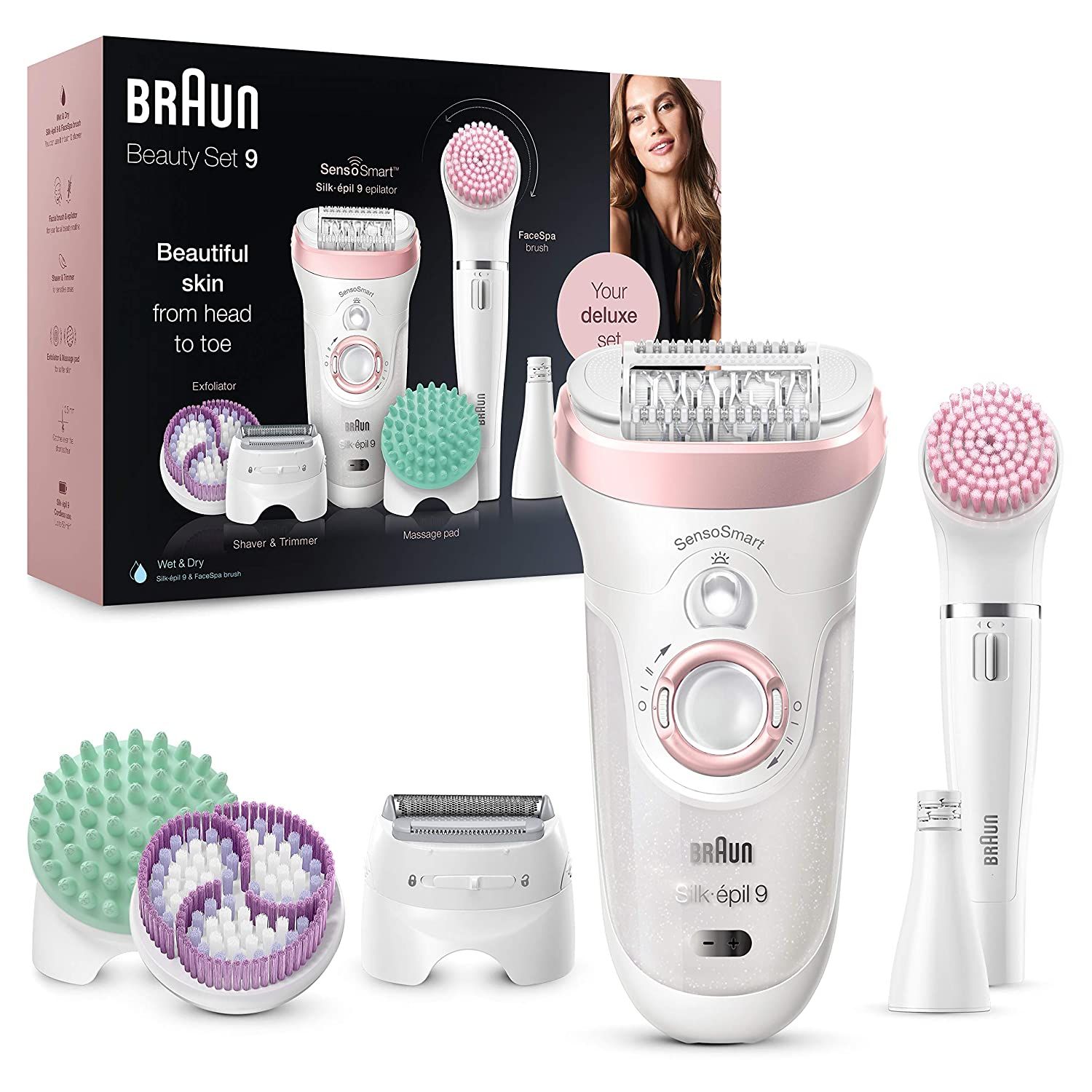 Braun Silk-épil 9 set di bellezza, epilatore donna, epilazione, epilatore viso FaceSpa