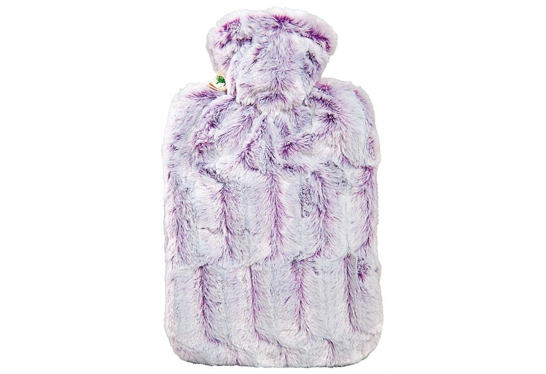 HUGO FROSCH Bottiglia dell'acqua calda classica con copertura soffice a pelo alto 1,8 l viola/argent