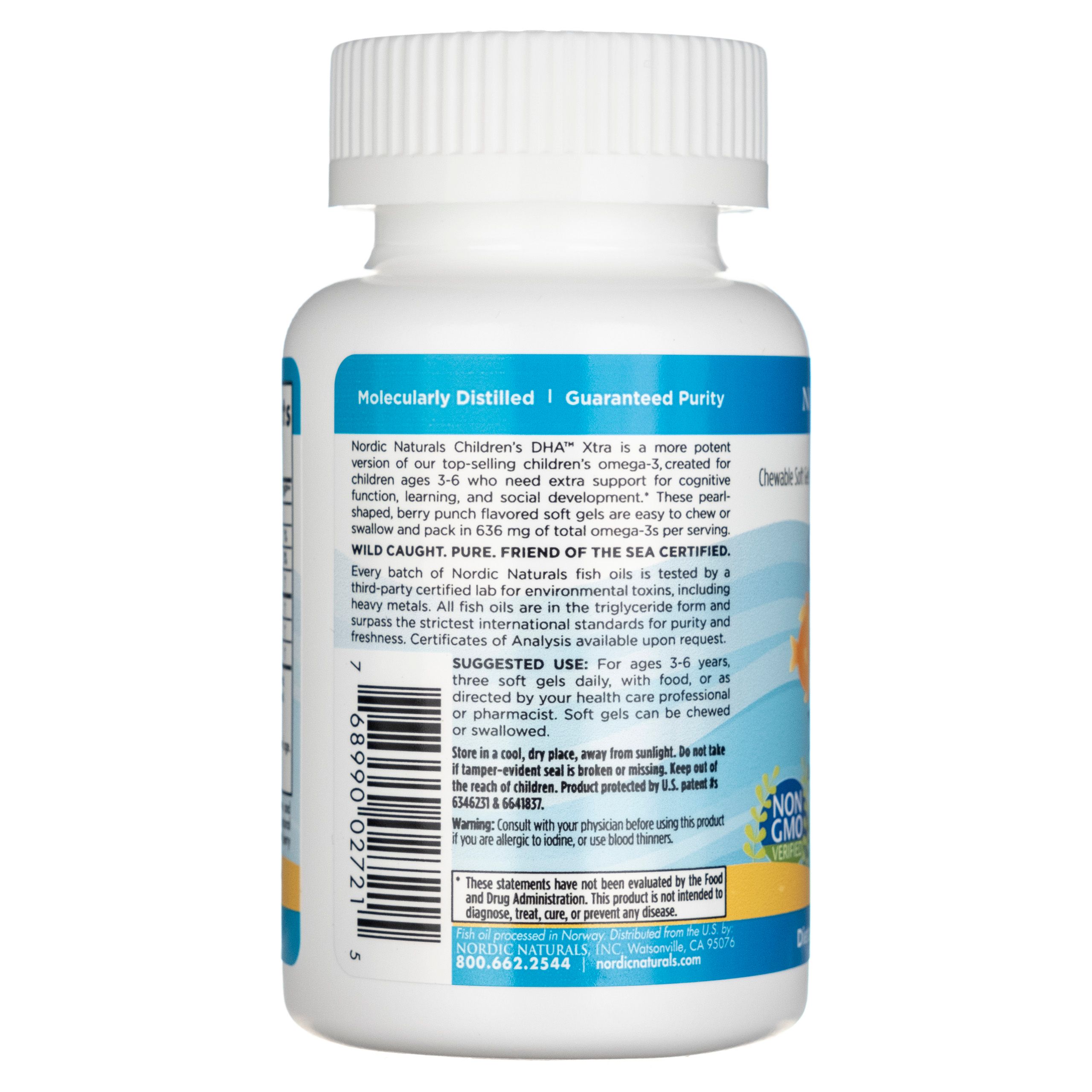Flacone di Nordic Naturals Children's DHA Xtra Softgels, gusto bacca.