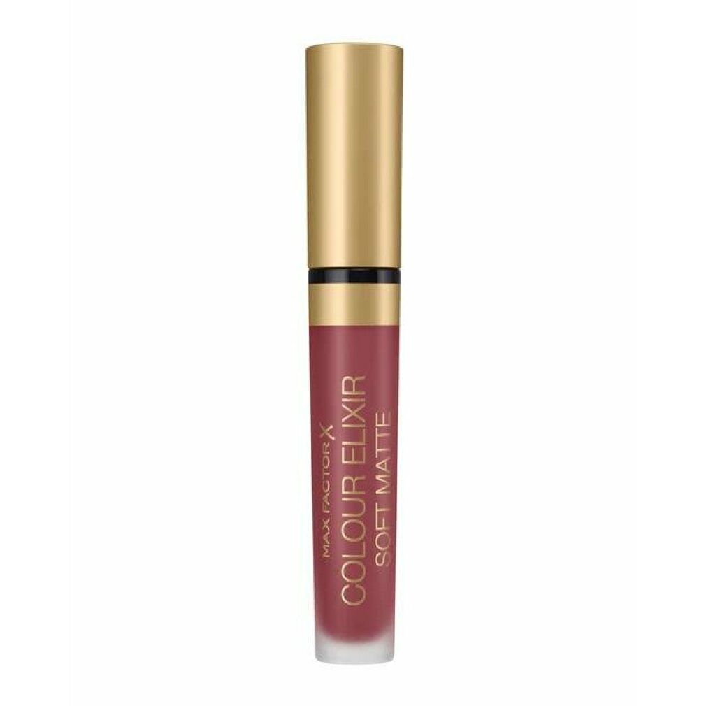 Rossetto in tubetto con tappo dorato. Scritta: Max Factor Colour Elixir Soft Matte.