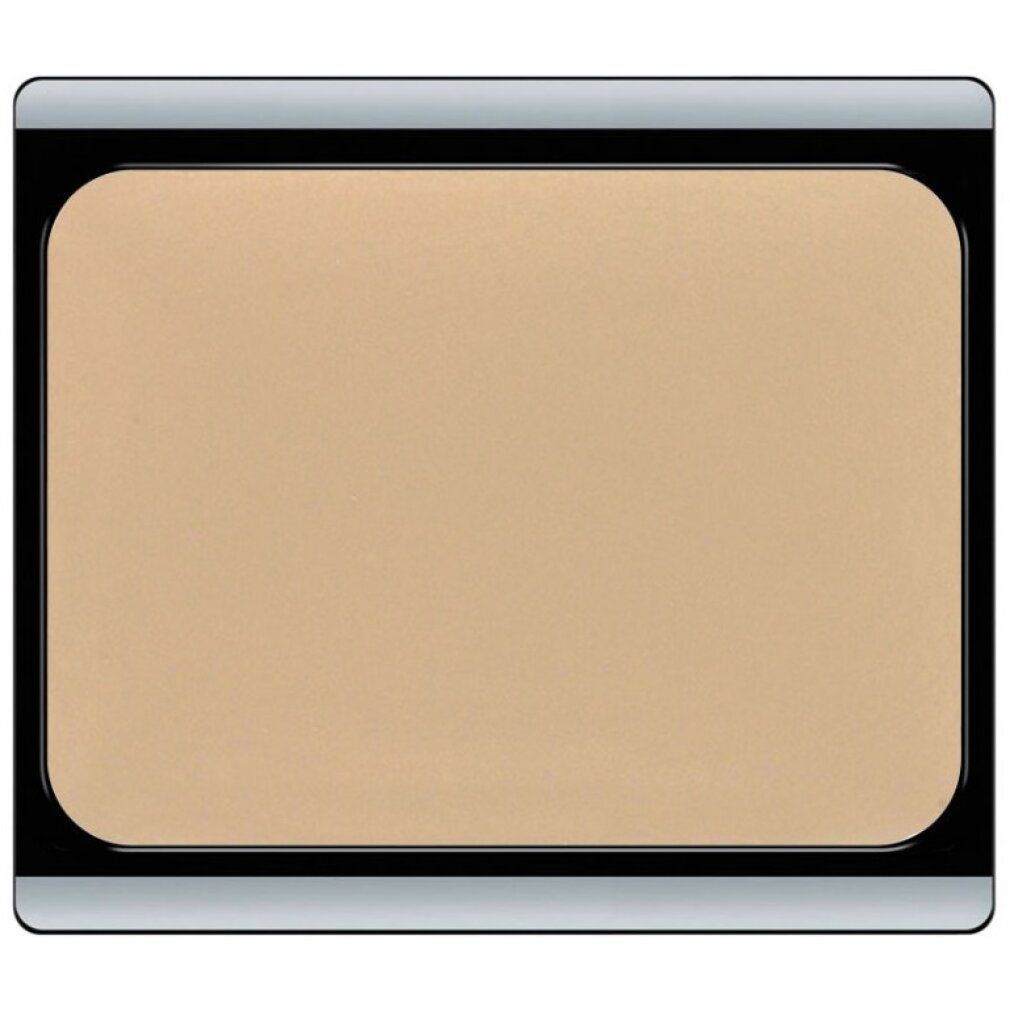 Artdeco Camouflage Creme in confezione rettangolare. Crema beige. Cornice nera con bordo argentato.