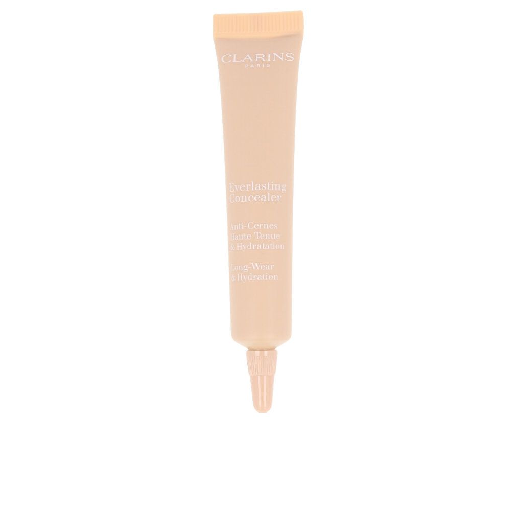 Tubo correttore beige. Marchio CLARINS. Testo: Everlasting Concealer. Punta applicatore.