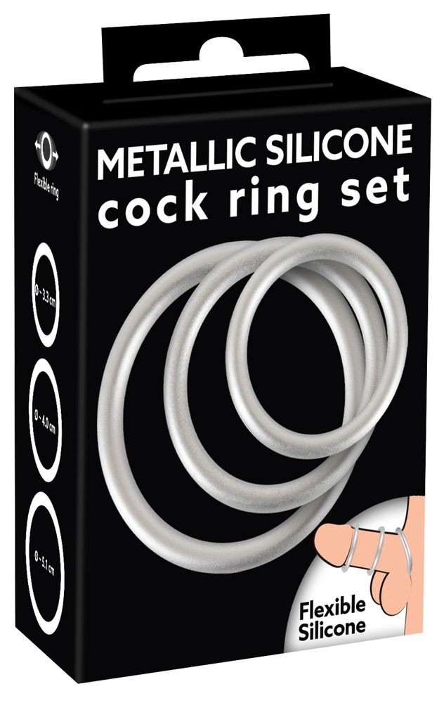 Set di anelli per il pene in 3 pezzi “Set di anelli per il pene in silicone metallico”, You2Toys