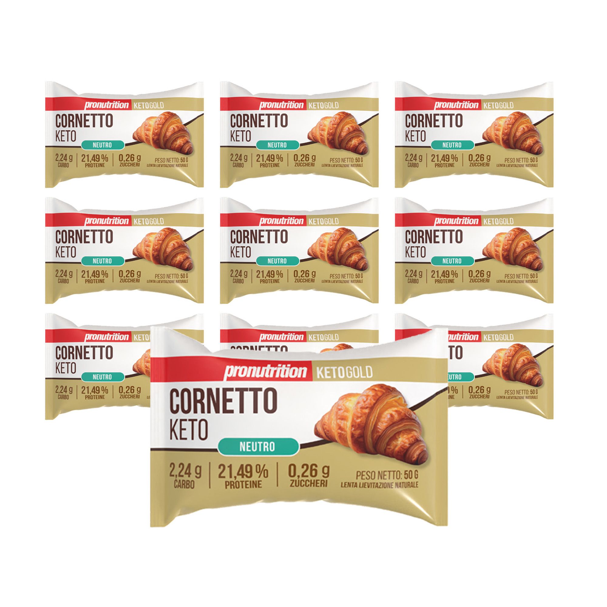 Pronutrition Cornetto keto - 10 pezzi 50 gr - Vuoto - Senza zuccheri - Basso carboidrati