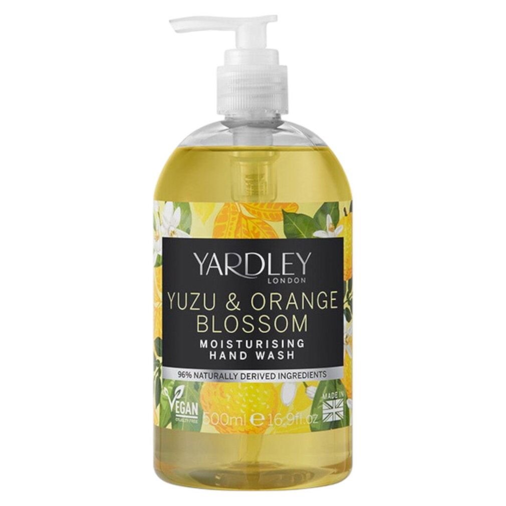 Yardley London Yuzu & Orange Blossom Hand Wash, 500ml. Sapone liquido idratante con dispenser a pompa.