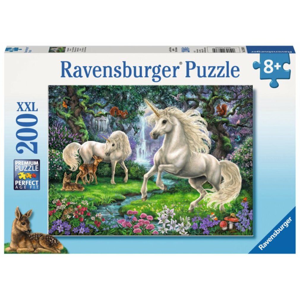 Scatola puzzle con motivo unicorno. Marca Ravensburger. 200 pezzi, XXL. Età consigliata 8+.