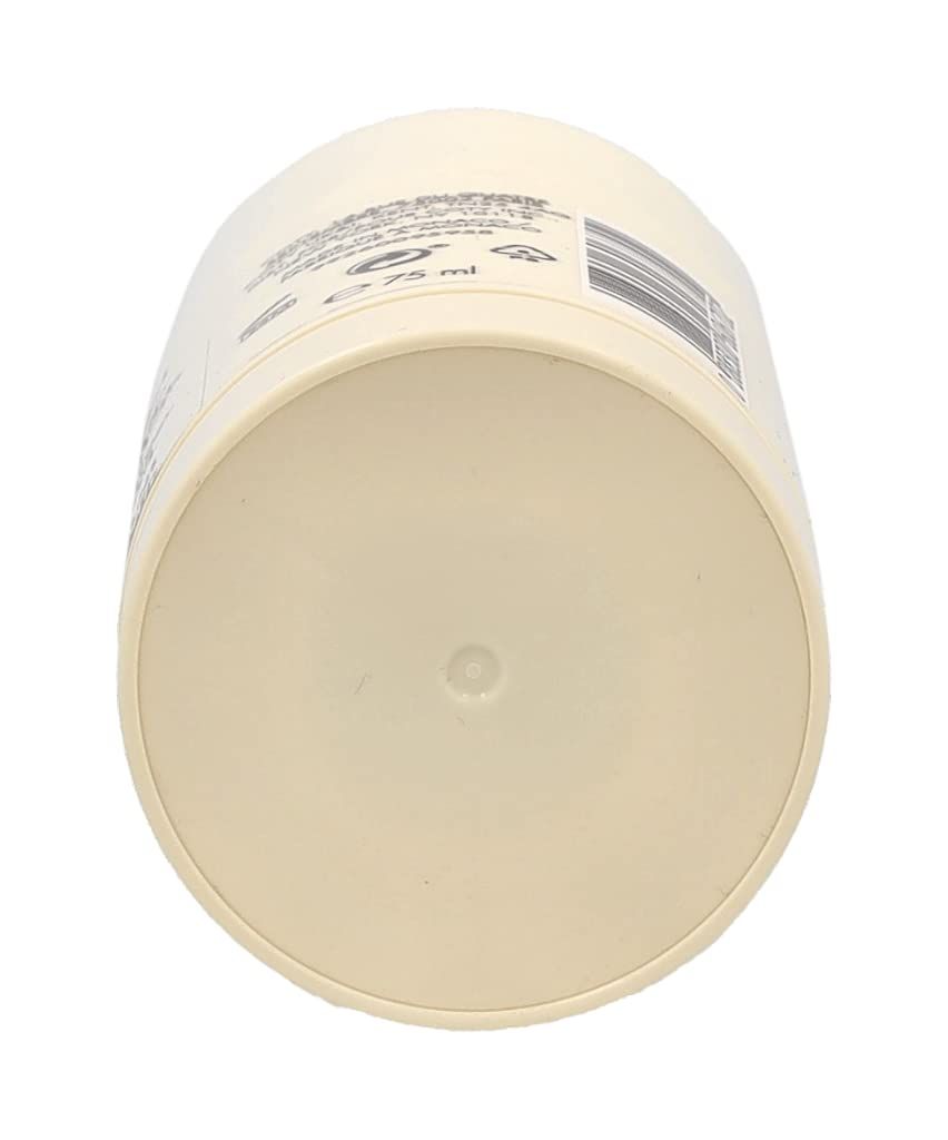 Stick deodorante, parte inferiore. Plastica beige. Informazioni sul prodotto e codice a barre.