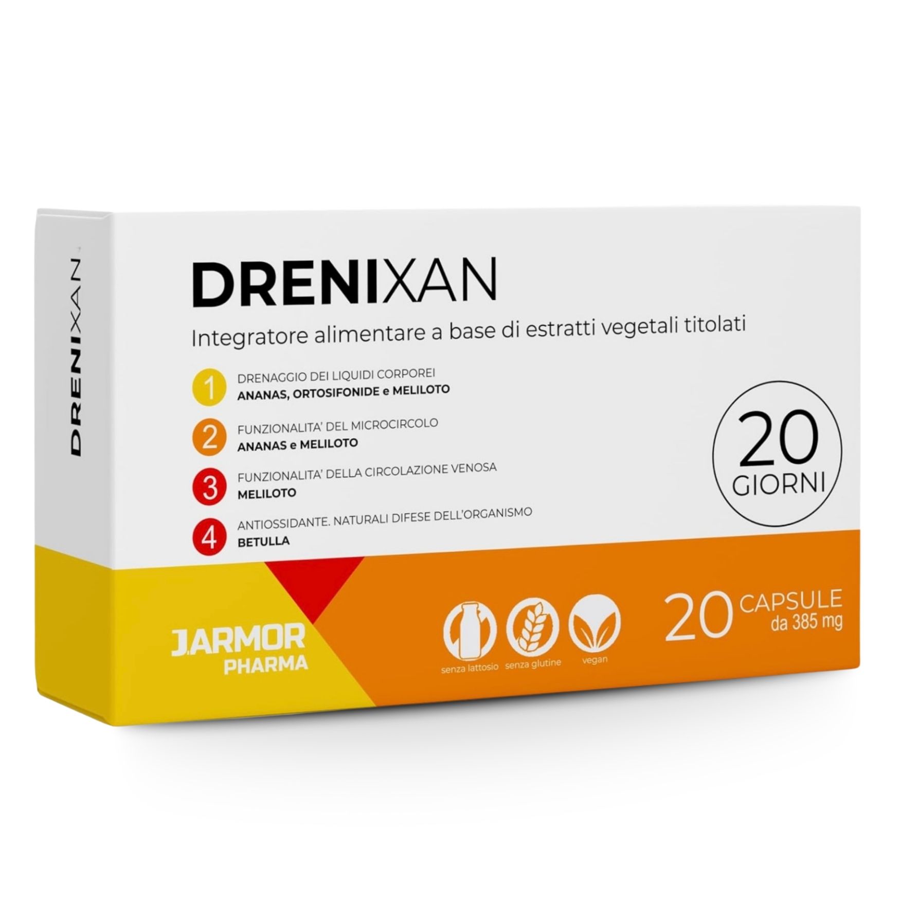 Drenante Forte Ritenzione Idrica, Pancia Gonfia, Gambe Pesanti, Anticellulite | Drenixan 20cps