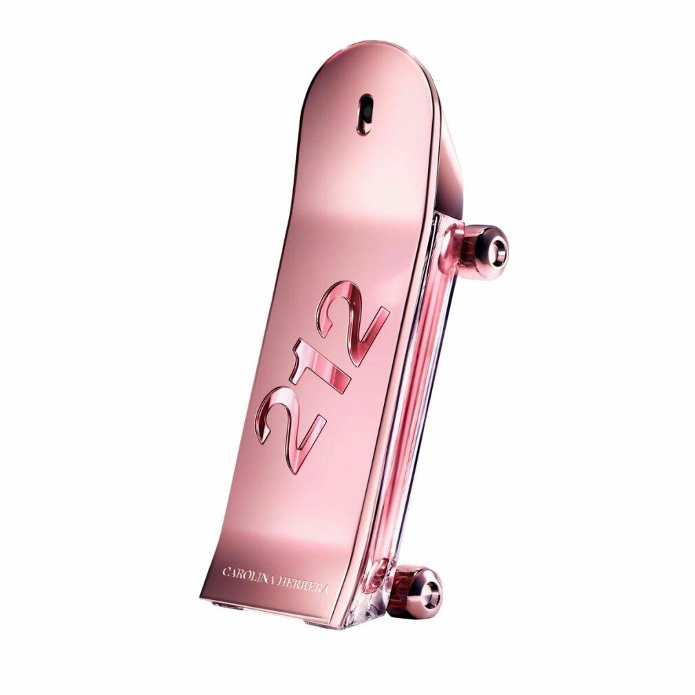 Flacone rosa a forma di skateboard. Scritta: 212. Marchio: CAROLINA HERRERA.