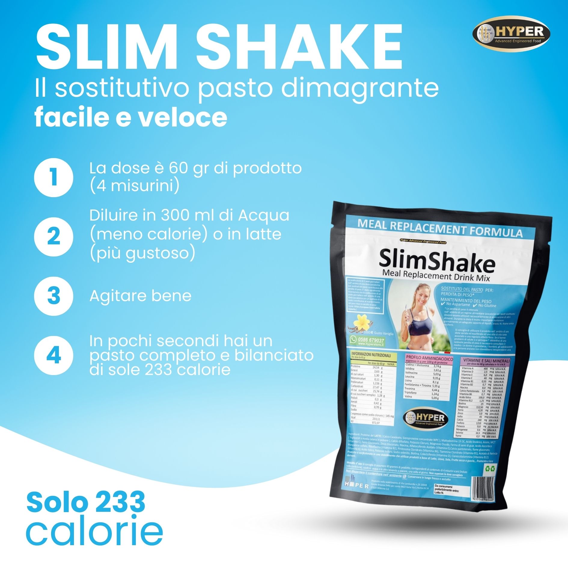 HYPER sostituto di pasto Slim Shake Vaniglia