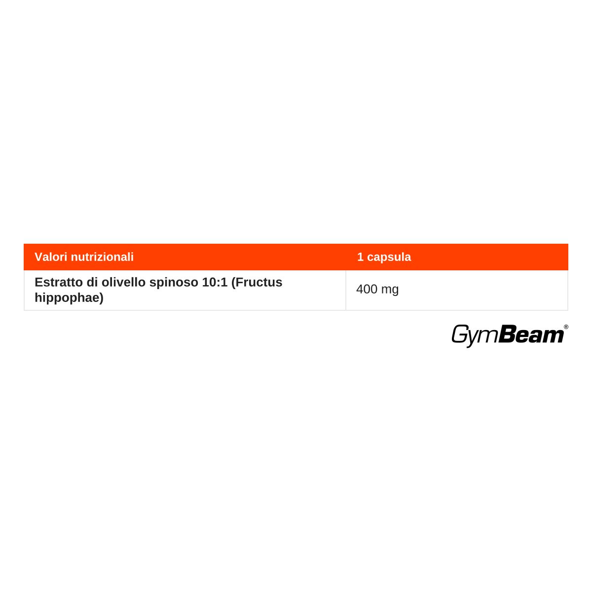 Capsula di estratto di olivello spinoso 10:1 GymBeam, 400 mg.