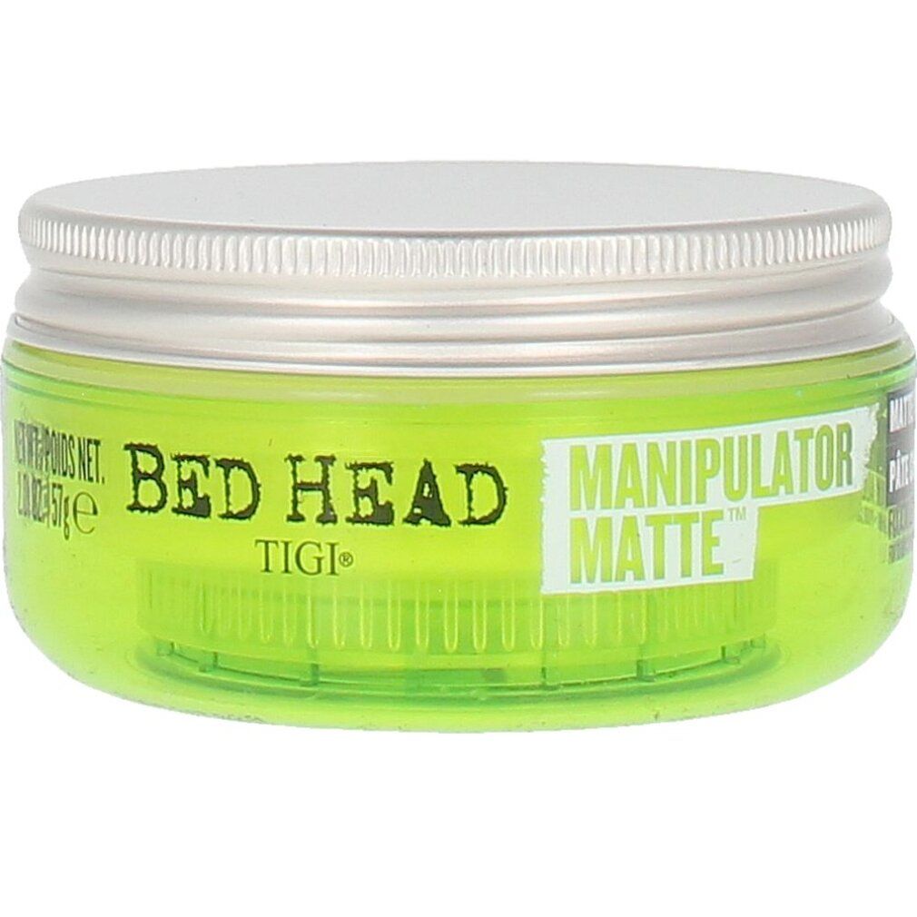 Barattolo verde con coperchio argentato. Scritta: BED HEAD, MANIPULATOR MATTE, TIGI. Peso netto: 57g.