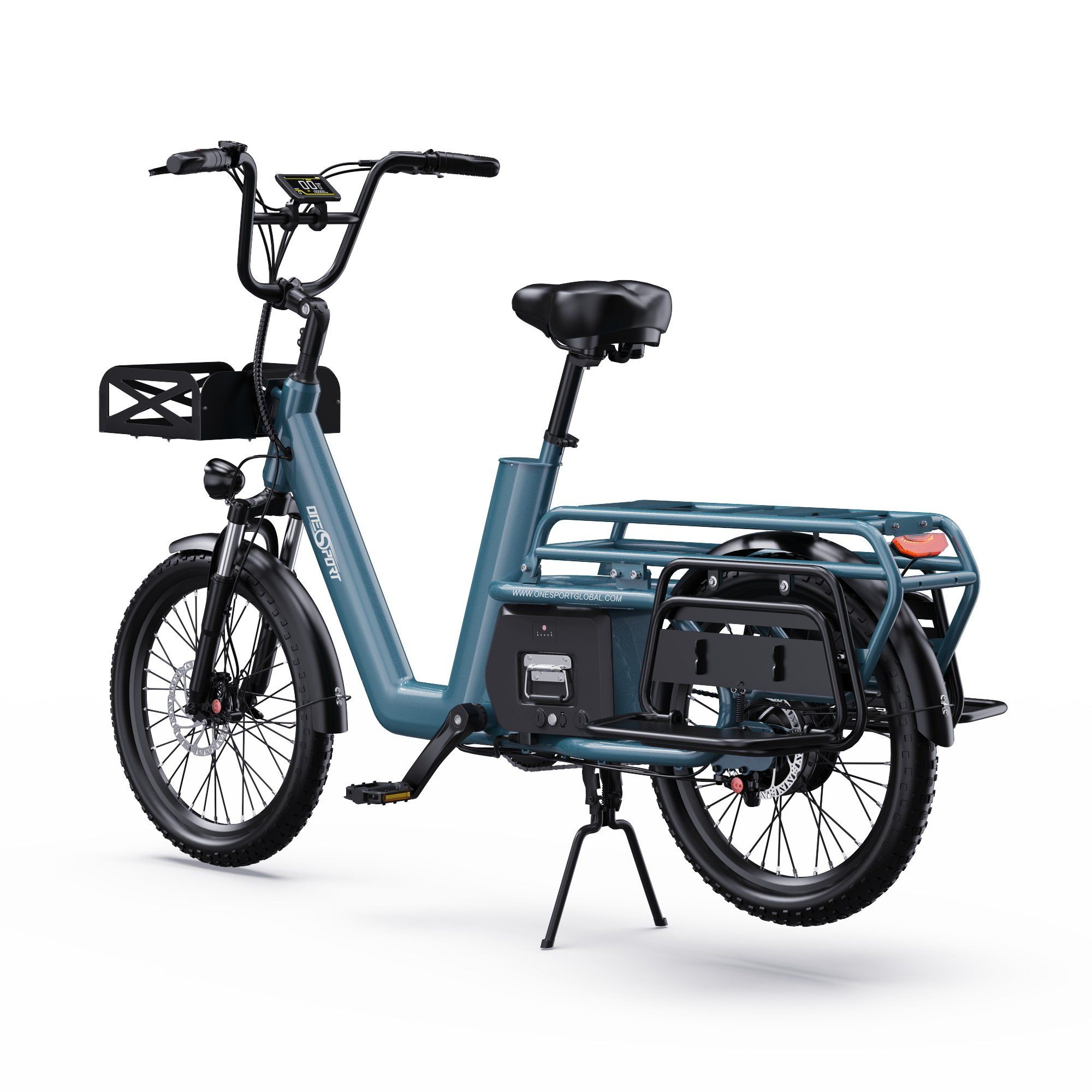 ONESPORT OT01 Bicicletta elettrica cargo Longtail con motore da 650W e batteria da 48V 27Ah