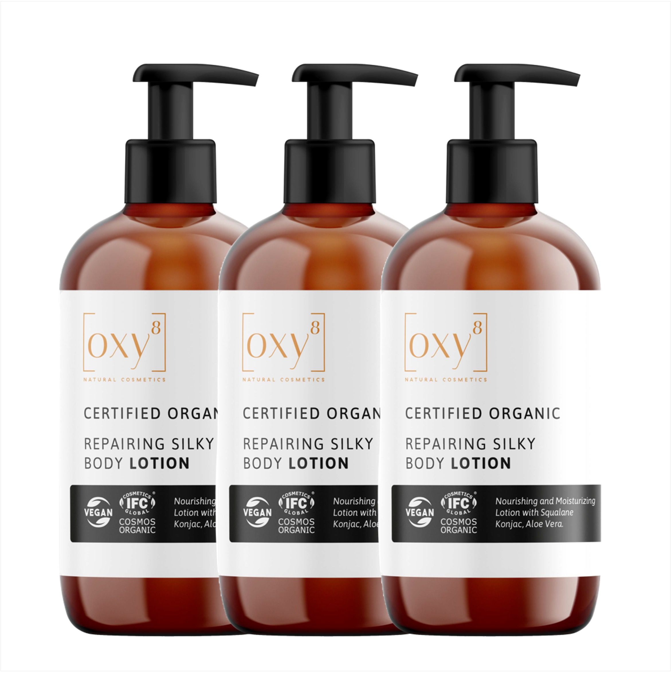 oxy8 Cosmetici naturali REPAIRING SILKY BODY LOTION – Set risparmio - 3 pezzi