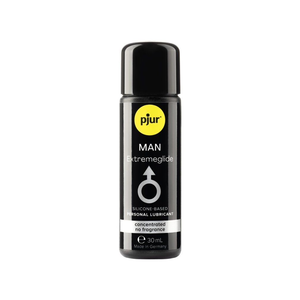 Pjur Man Extremeglide Lubrificante, flacone 30ml, a base di silicone, senza profumo.