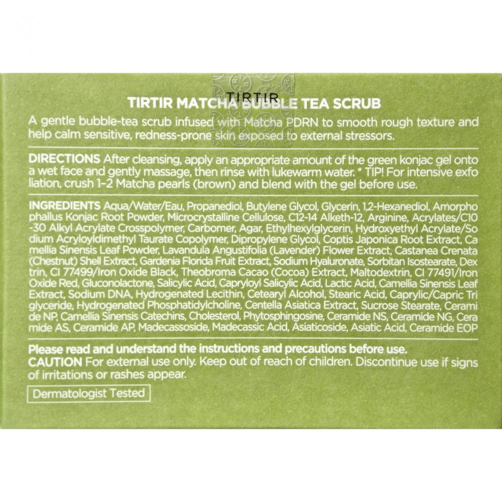 TIRTIR Matcha Bubble Tea Peeling – esfoliazione delicata con matcha e konjac