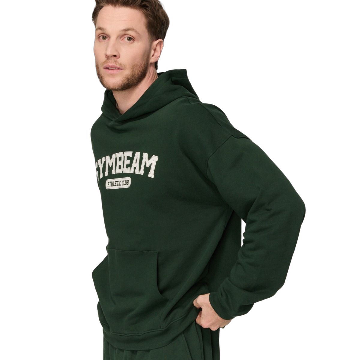 GymBeam Felpa uomo oversize Varsity Green con tasche