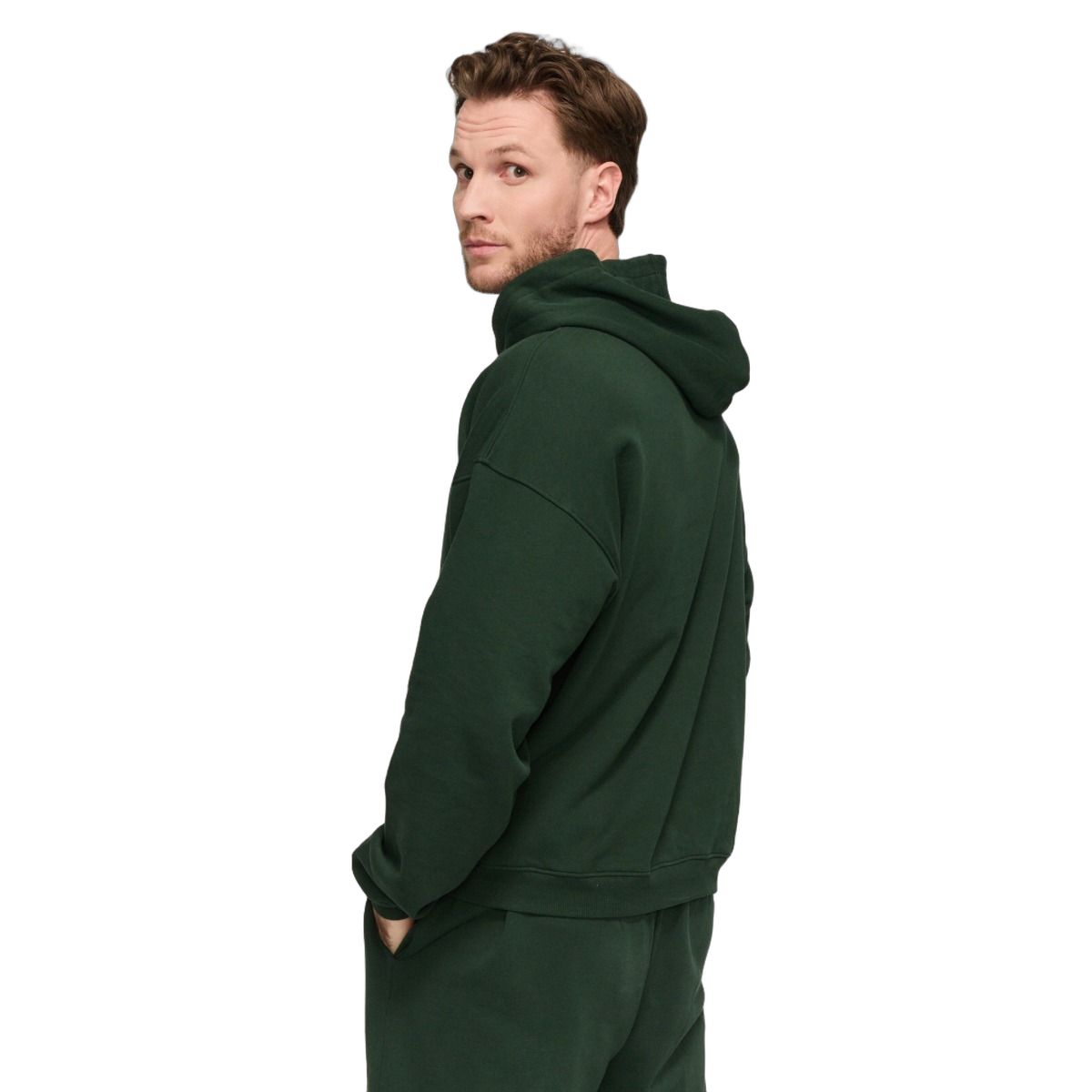 GymBeam Felpa uomo oversize Varsity Green con tasche