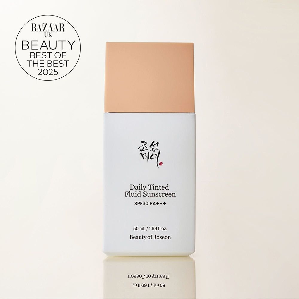 BEAUTY OF JOSEON Daily Tinted Fluid Sunscreen SPF30 PA+++, 50ml, con sigillo 'BAZAAR BEAUTY BEST OF THE BEST 2025'.
