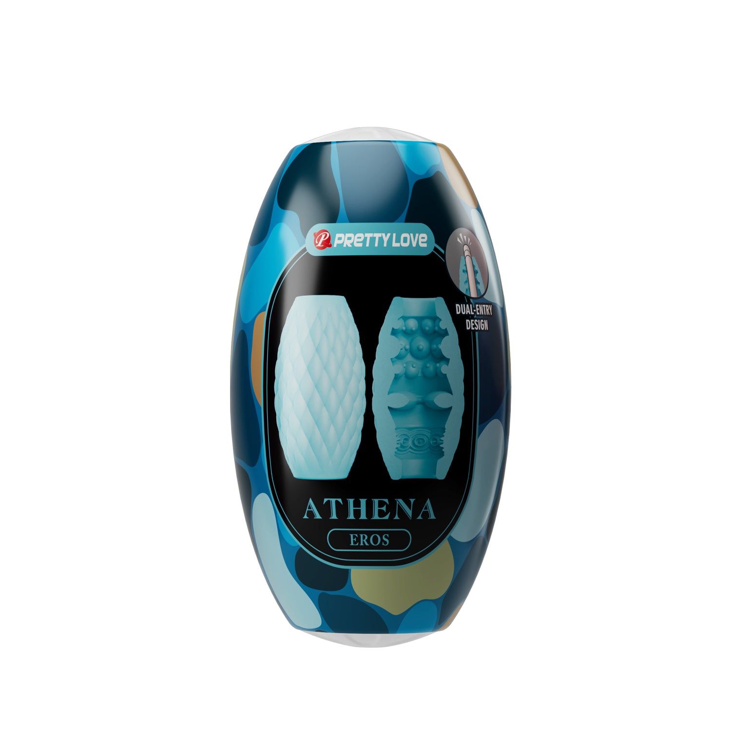 Confezione con prodotto blu a forma di diamante. Marchio: Pretty Love, Athena Eros.