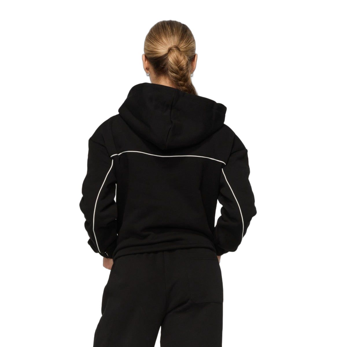 GymBeam Felpa donna Varsity nera oversize con cappuccio