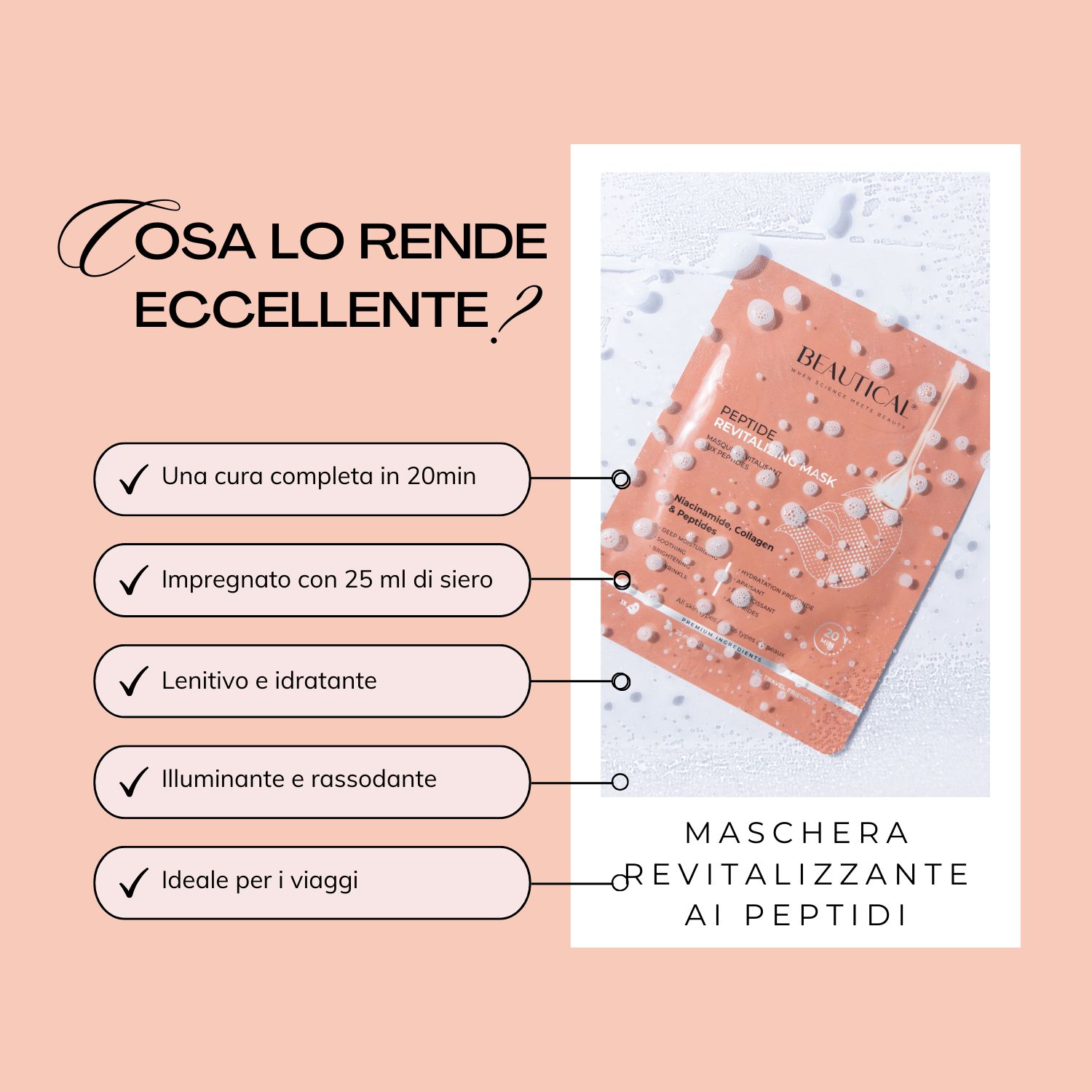 Viso con maschera. Ingredienti principali. Testo. Primo piano.