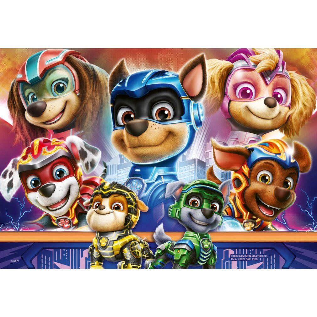 Puzzle Paw Patrol. Tre cani in costume da supereroi. Marchio Ravensburger. Adatto a bambini dai 3 anni in su.