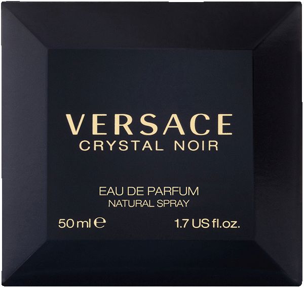 Scatola nera. Scritta: VERSACE CRYSTAL NOIR, Eau de Parfum, 50 ml.