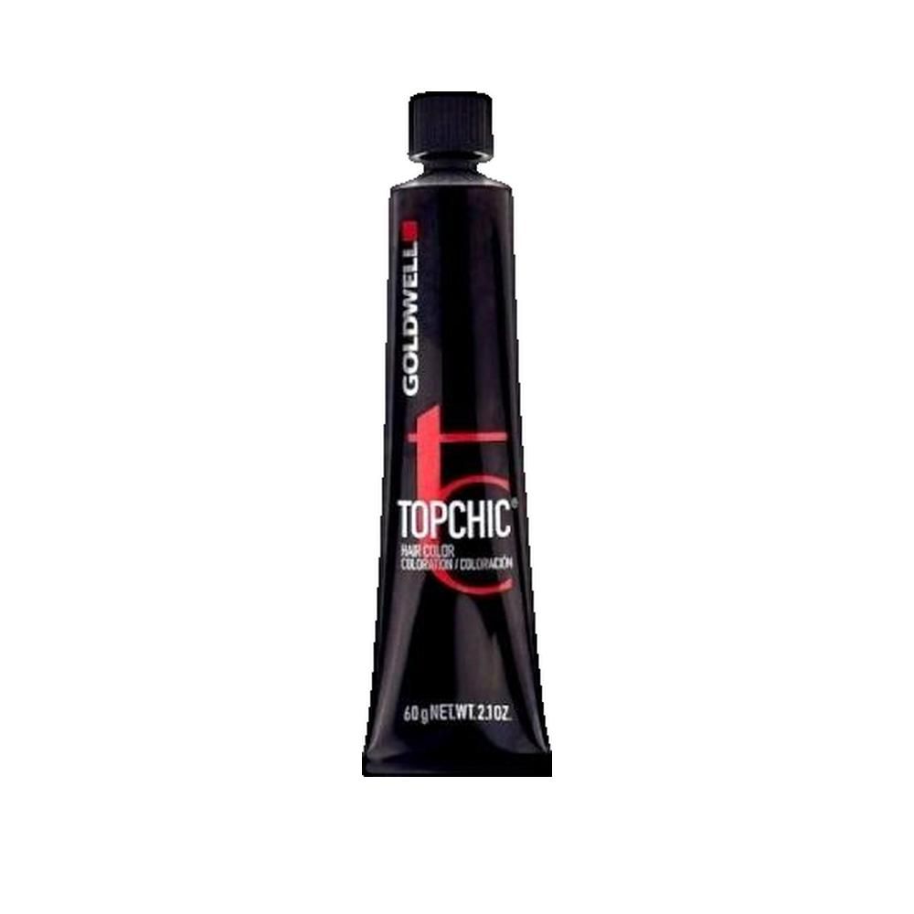 Tubo nero di colorazione per capelli Goldwell Topchic. Scritta rossa. Tappo nero. 60g netti.