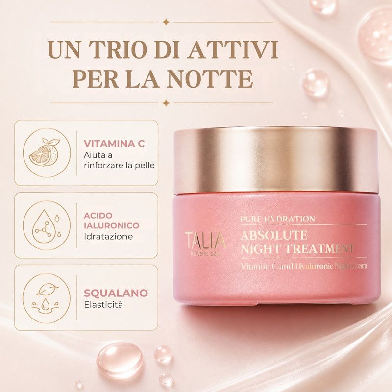 Vasetto Talia Pure Hydration Absolute Night Treatment con Vitamina C, Acido Ialuronico e Squalano.