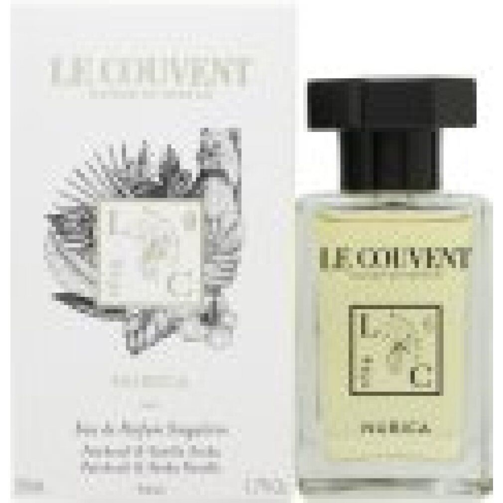 Flacone di profumo e confezione. Flacone rettangolare con tappo nero. Confezione con logo e nome del prodotto.