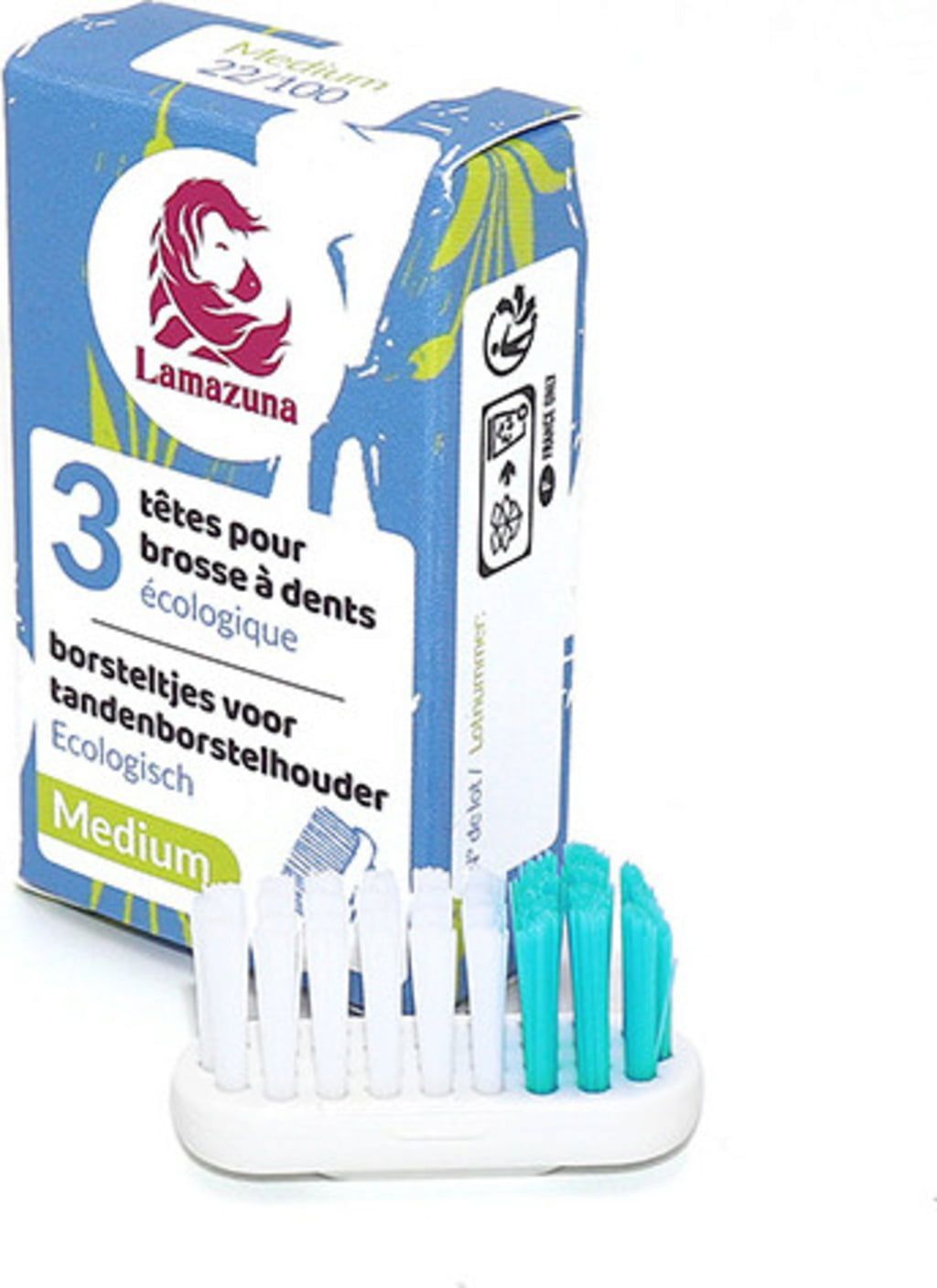 Lamazuna Organic Testine di ricambio per spazzolino intercambiabile Klick It Medium